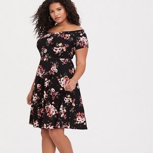 Torrid foral off the shoulder skater dress